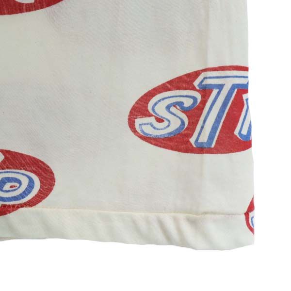 70s USA製 デッドストック STP ロゴ 総柄 プリント 半袖 Tシャツ M オフホワイト メンズ