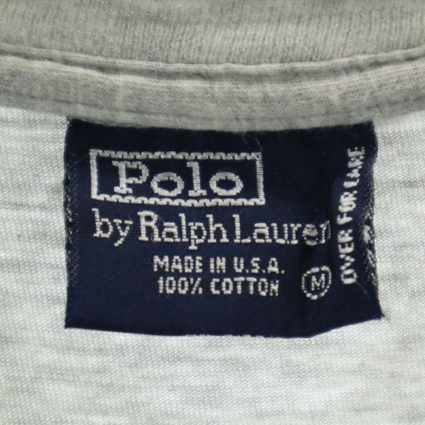 ポロバイラルフローレン 90s USA製 ポロベア プリント 半袖 Tシャツ M グレー系 Polo by Ralph Lauren メンズ