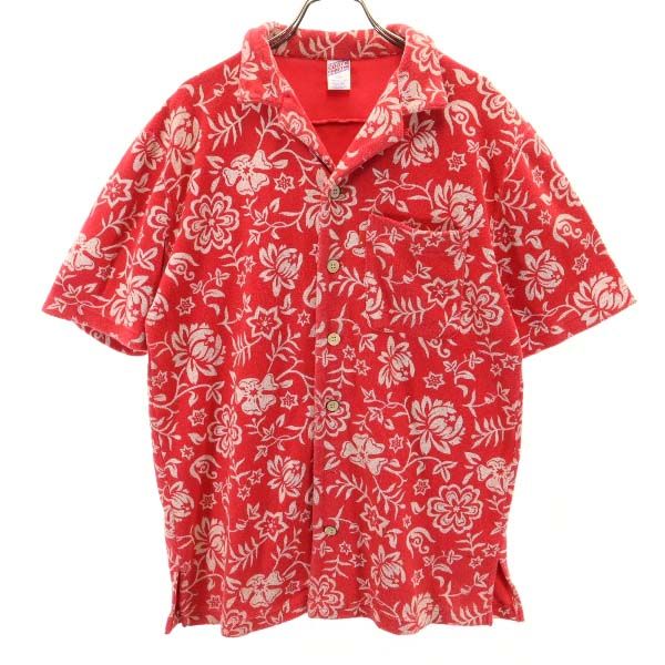 COOTIE PRODUCTIONS クーティープロダクションズ 総柄 半袖 パイル地 オープンカラーシャツ M 赤 メンズ