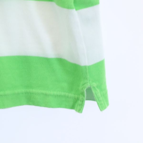 A BATHING APE アベイシングエイプ 日本製 ボーダー 半袖 Tシャツ M 黄緑x白 ベイプ ポケット メンズ