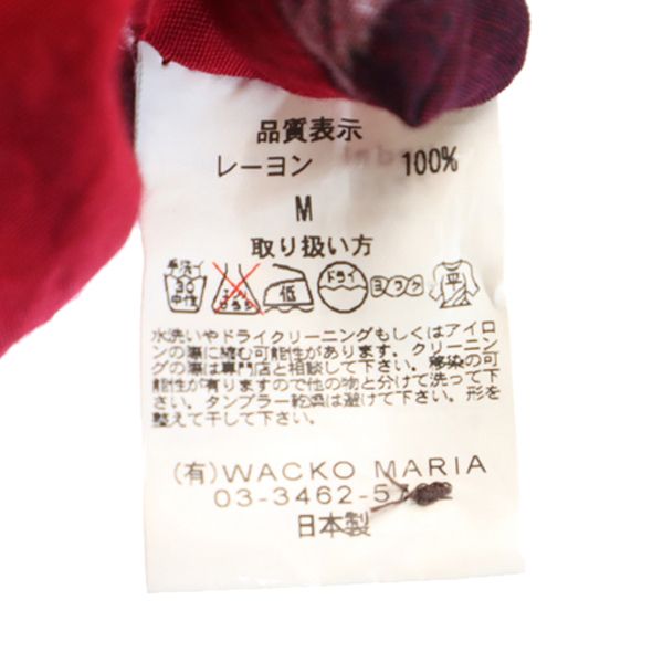 WACKO MARIA ワコマリア レコード 総柄 半袖 レーヨン アロハシャツ M 赤 開襟 メンズ