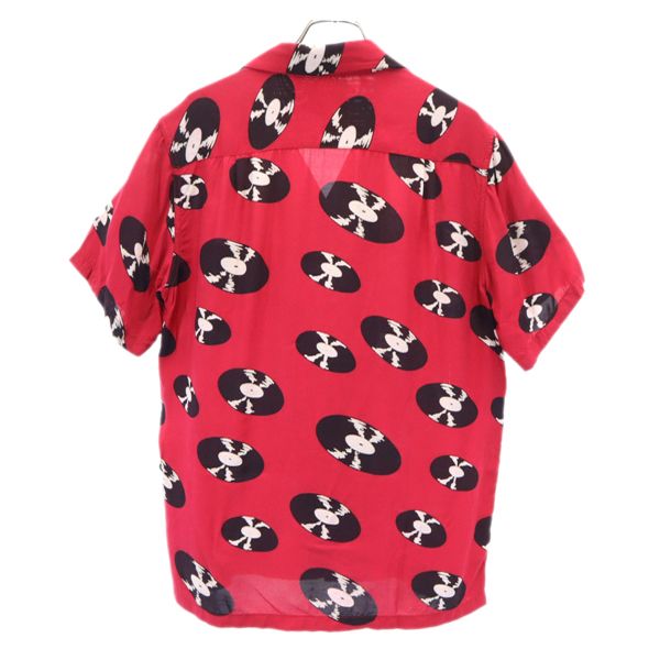 WACKO MARIA ワコマリア レコード 総柄 半袖 レーヨン アロハシャツ M 赤 開襟 メンズ