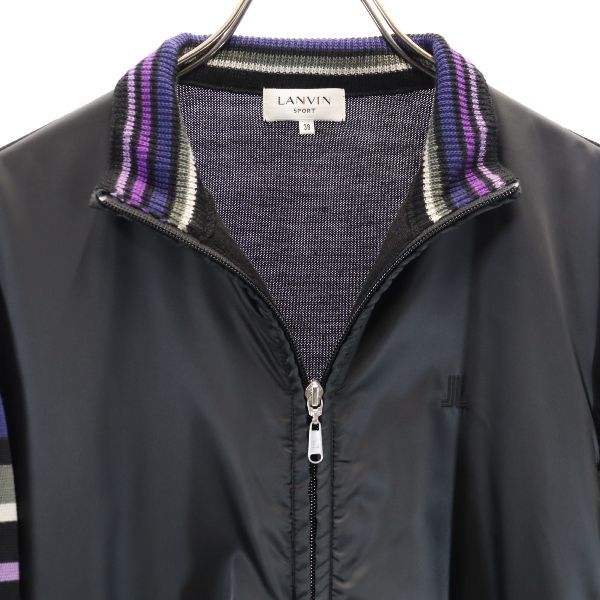LANVIN ランバン コンビネーション ジップジャケット 38 ブラック系 ニット切替 レディース