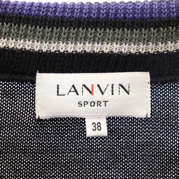 LANVIN ランバン コンビネーション ジップジャケット 38 ブラック系 ニット切替 レディース