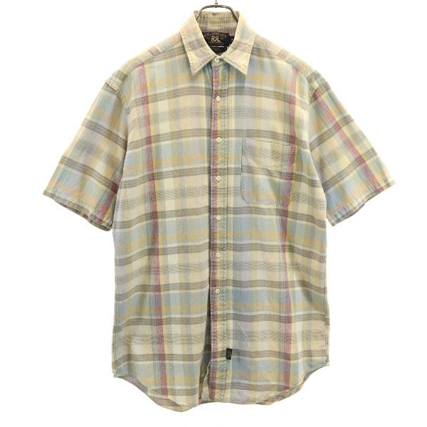 RRL ダブルアールエル 90s 初期黒タグ 赤三ツ星 チェック柄 半袖 シャツ S RALPH LAUREN メンズ