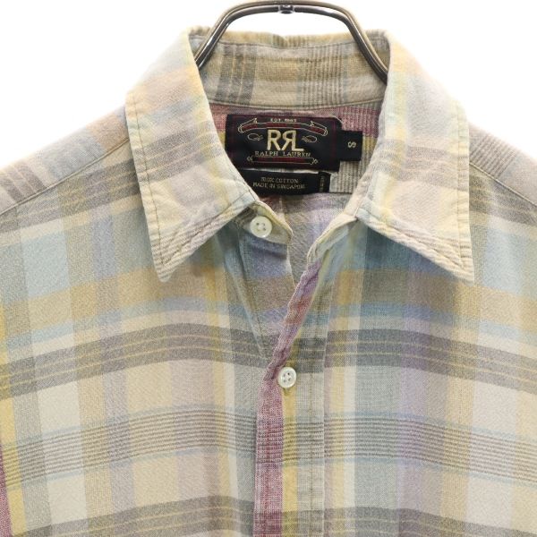 RRL ダブルアールエル 90s 初期黒タグ 赤三ツ星 チェック柄 半袖 シャツ S RALPH LAUREN メンズ