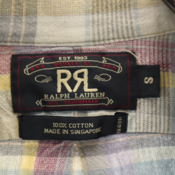 RRL ダブルアールエル 90s 初期黒タグ 赤三ツ星 チェック柄 半袖 シャツ S RALPH LAUREN メンズ
