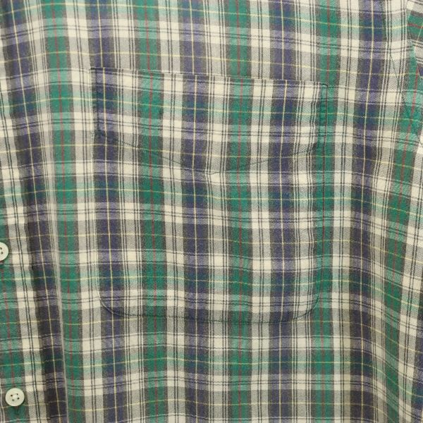 RRL ダブルアールエル 90s 初期タグ 赤三ツ星 チェック柄 半袖 シャツ L 緑×青×グレー RALPH LAUREN メンズ