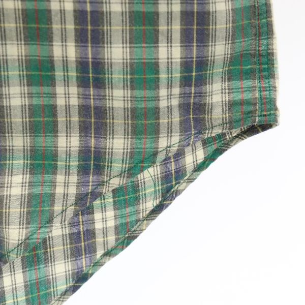 RRL ダブルアールエル 90s 初期タグ 赤三ツ星 チェック柄 半袖 シャツ L 緑×青×グレー RALPH LAUREN メンズ