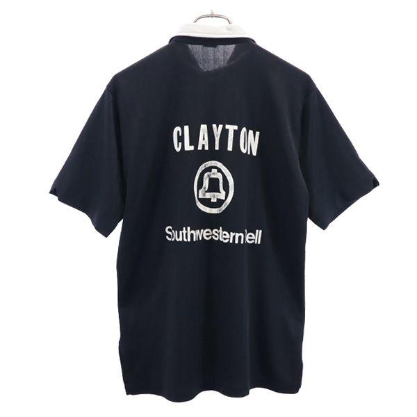 ヒルトン 70s 80s 青タグ ヴィンテージ 半袖 ポロシャツ L 黒×グレー Hilton メンズ