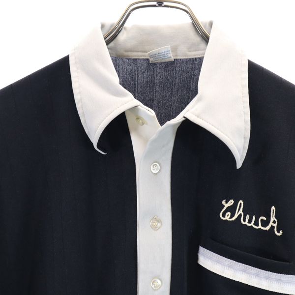 ヒルトン 70s 80s 青タグ ヴィンテージ 半袖 ポロシャツ L 黒×グレー Hilton メンズ