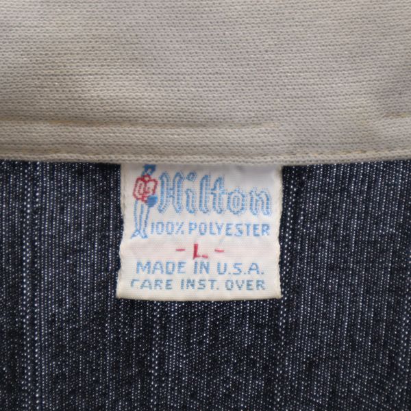 ヒルトン 70s 80s 青タグ ヴィンテージ 半袖 ポロシャツ L 黒×グレー Hilton メンズ