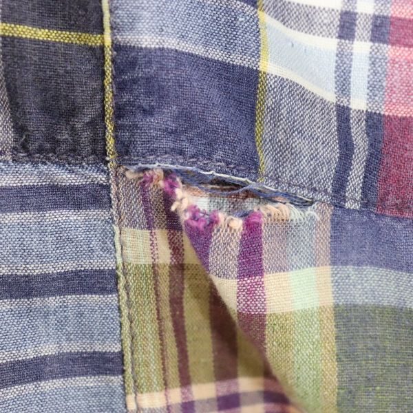 Eddie Bauer エディーバウアー 90s 黒タグ 半袖 シャツ M 紫×青×緑 メンズ