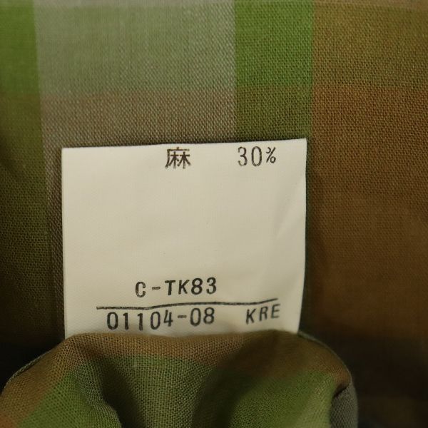 Burberrys バーバリーズ 80s 90s ヴィンテージ チェック 半袖 バンドカラーシャツ M グリーン系 メンズ