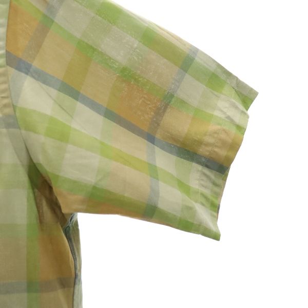 Burberrys バーバリーズ 80s 90s ヴィンテージ チェック 半袖 バンドカラーシャツ M グリーン系 メンズ