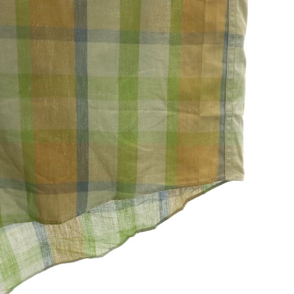 Burberrys バーバリーズ 80s 90s ヴィンテージ チェック 半袖 バンドカラーシャツ M グリーン系 メンズ