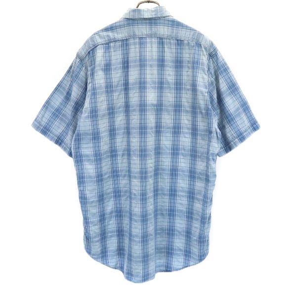 RRL ダブルアールエル 90s 黒タグ 初期タグ 赤三ツ星 チェック柄 半袖 シャツ M ブルー RALPH LAUREN メンズ