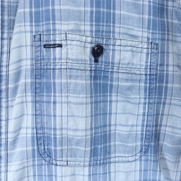 RRL ダブルアールエル 90s 黒タグ 初期タグ 赤三ツ星 チェック柄 半袖 シャツ M ブルー RALPH LAUREN メンズ