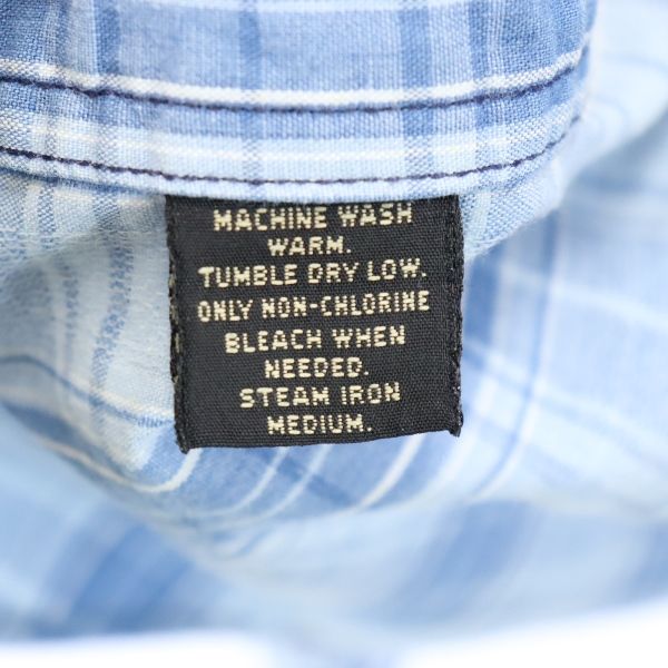 RRL ダブルアールエル 90s 黒タグ 初期タグ 赤三ツ星 チェック柄 半袖 シャツ M ブルー RALPH LAUREN メンズ