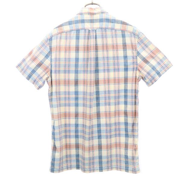 RRL ダブルアールエル 黒タグ 一ツ星 チェック柄 半袖 シャツ S ネイビー×ピンク RALPH LAUREN メンズ