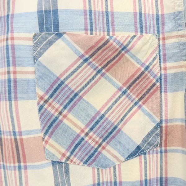 RRL ダブルアールエル 黒タグ 一ツ星 チェック柄 半袖 シャツ S ネイビー×ピンク RALPH LAUREN メンズ