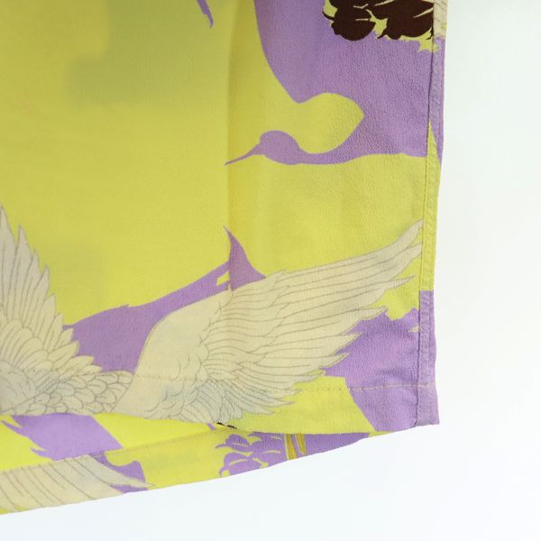 SUN SURF サンサーフ 東洋エンタープライズ 鶴柄 半袖 アロハシャツ S イエロー×パープル メンズ