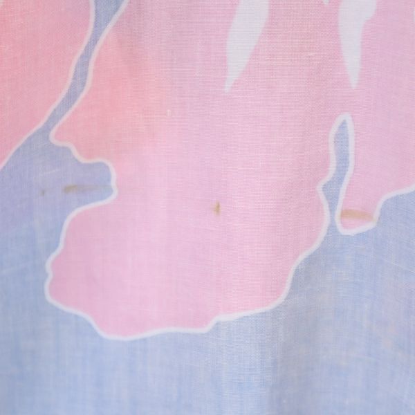 reyn spooner レインスプーナー 70s 金タグ リバースプリント ハイビスカス柄 半袖 アロハシャツ M 水色×ピンク メンズ