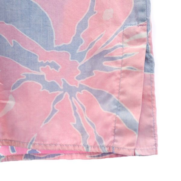 reyn spooner レインスプーナー 70s 金タグ リバースプリント ハイビスカス柄 半袖 アロハシャツ M 水色×ピンク メンズ