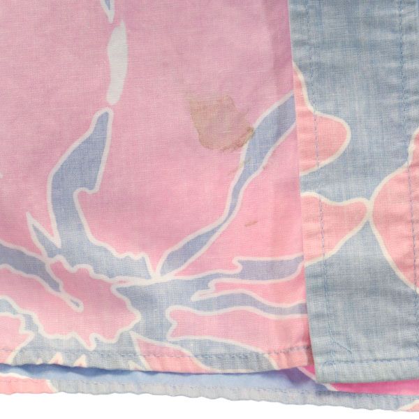 reyn spooner レインスプーナー 70s 金タグ リバースプリント ハイビスカス柄 半袖 アロハシャツ M 水色×ピンク メンズ