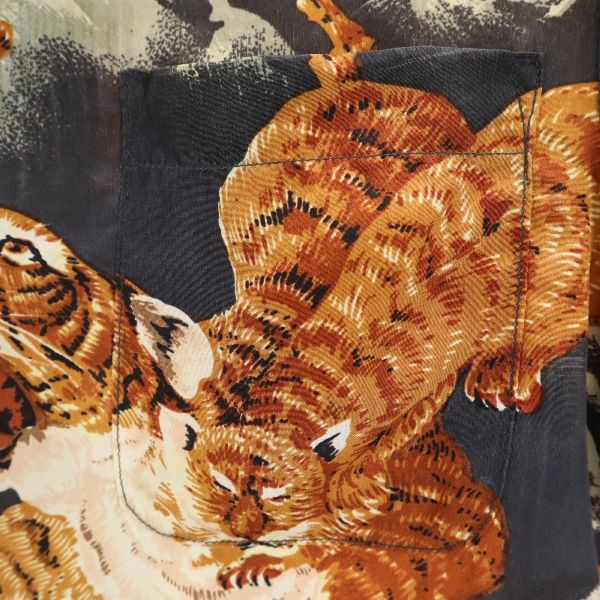 MAKANALEI マカナレイ 虎柄 半袖 アロハシャツ XS ブラウン系 メンズ