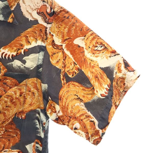 MAKANALEI マカナレイ 虎柄 半袖 アロハシャツ XS ブラウン系 メンズ