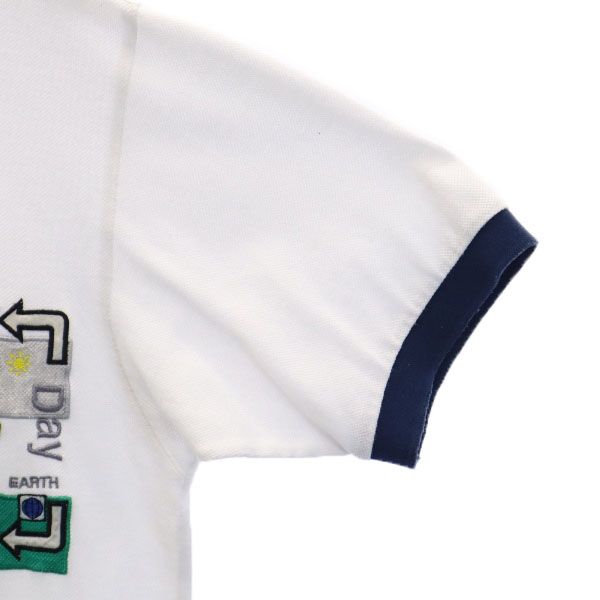 Enrico Coveri エンリココベリ 刺繍 半袖 ポロシャツ M ホワイト メンズ