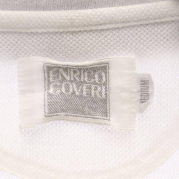 Enrico Coveri エンリココベリ 刺繍 半袖 ポロシャツ M ホワイト メンズ