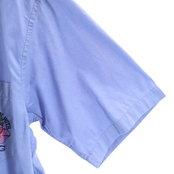 ICEBERG アイスバーグ ディズニー イタリア製 バルー 刺繍 半袖 ボタンダウンシャツ M 青 メンズ