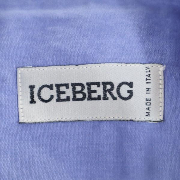 ICEBERG アイスバーグ ディズニー イタリア製 バルー 刺繍 半袖 ボタンダウンシャツ M 青 メンズ
