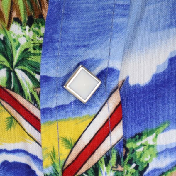 RockMount ロックマウント USA製 SP1694 南国プリント 半袖 ウエスタンシャツ 14.5 ネイビー系 アロハ サーフィン ヤシの木 メンズ