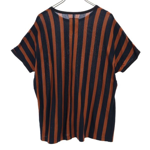 SHAREEF シャリーフ 日本製 ストライプ 半袖 Tシャツ 1 黒×茶 メンズ