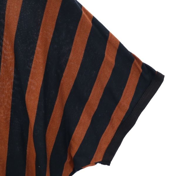 SHAREEF シャリーフ 日本製 ストライプ 半袖 Tシャツ 1 黒×茶 メンズ