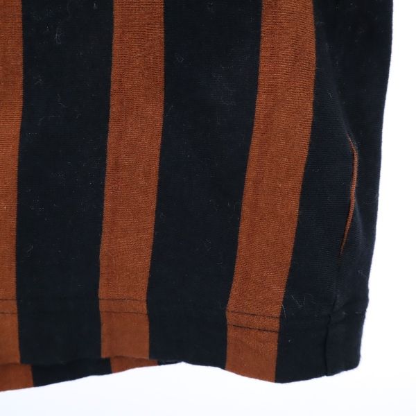 SHAREEF シャリーフ 日本製 ストライプ 半袖 Tシャツ 1 黒×茶 メンズ