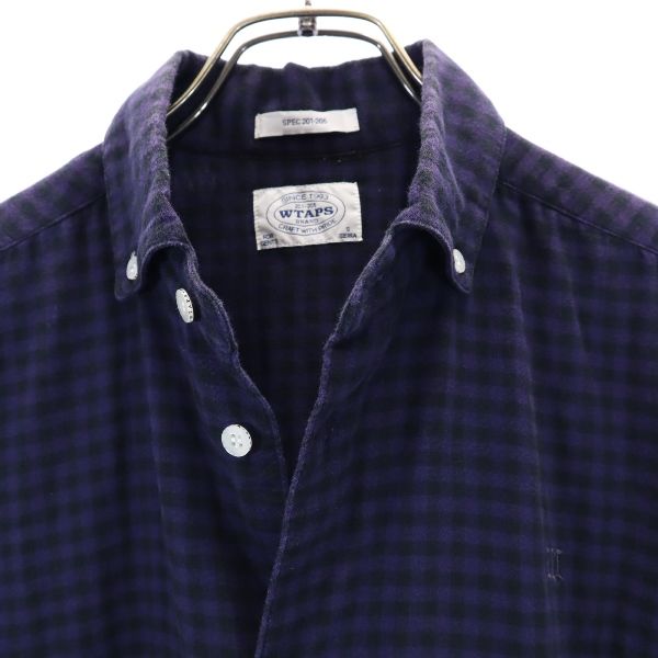 ダブルタップス 日本製 201-205 PTWTSB VUA ギンガムチェック 半袖 ボタンダウンシャツ S パープル系 WTAPS メンズ