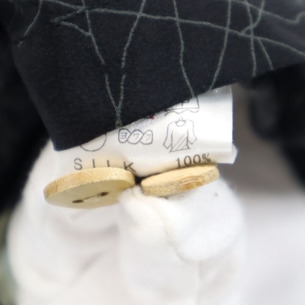 LaLaKai ララカイ シルク 虎柄 半袖 アロハシャツ XS 黒系 開襟 メンズ