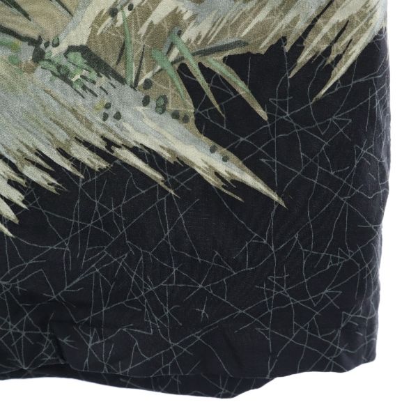 LaLaKai ララカイ シルク 虎柄 半袖 アロハシャツ XS 黒系 開襟 メンズ