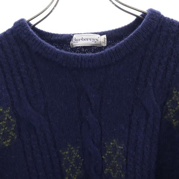 Burberrys バーバリーズ 90s ウール 長袖 セーター L ネイビー系 ニット メンズ