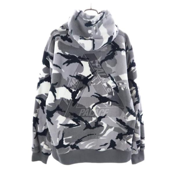 PALACE パレス バックロゴ カモフラージュ柄 長袖 フリース パーカー L グレー系 プルオーバー メンズ