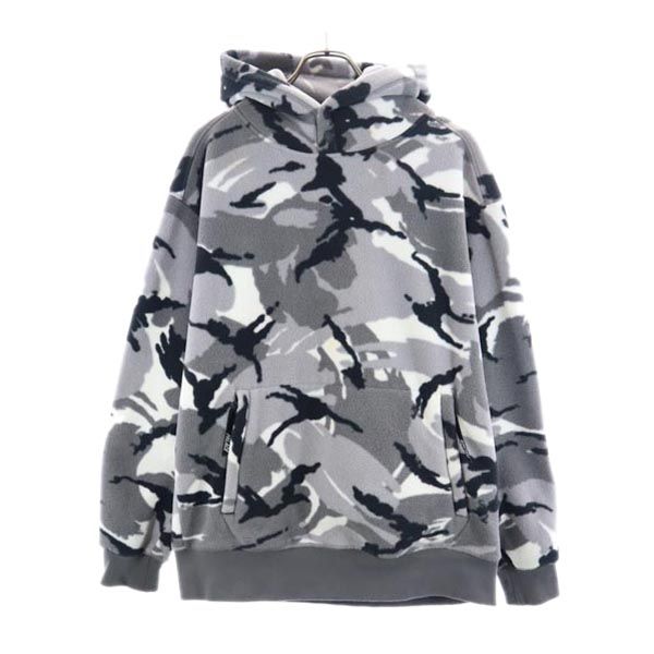 PALACE パレス バックロゴ カモフラージュ柄 長袖 フリース パーカー L グレー系 プルオーバー メンズ