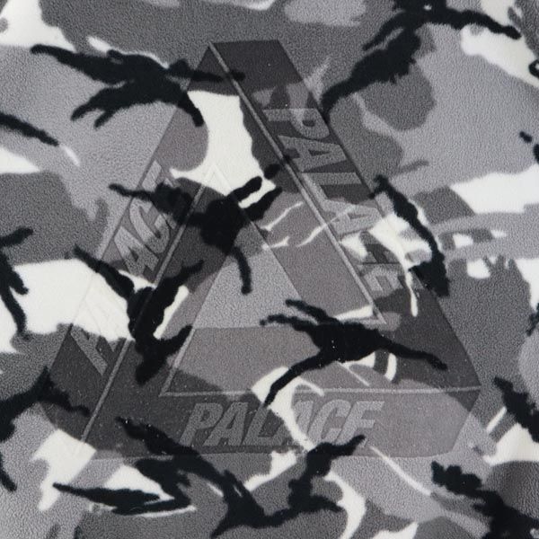 PALACE パレス バックロゴ カモフラージュ柄 長袖 フリース パーカー L グレー系 プルオーバー メンズ