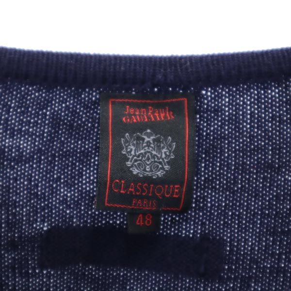 JEAN-PAUL GAULTIER ジャンポールゴルチエ ウール 長袖 ニットカーディガン 48 ネイビー系 レディース