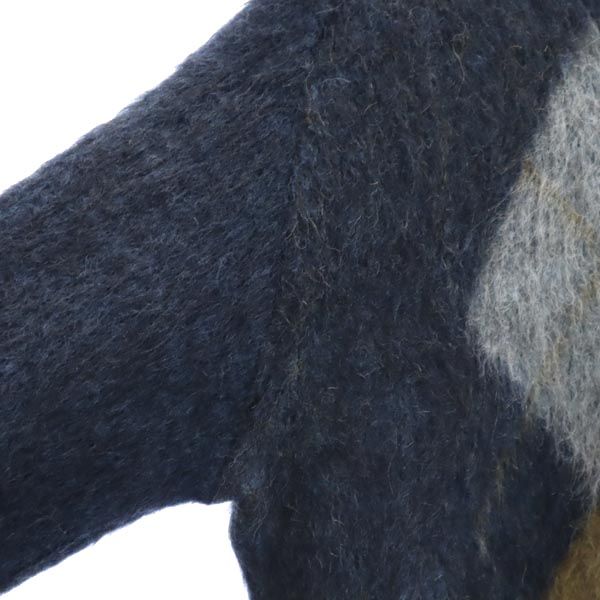 Shag-A-Pac ヴィンテージ アルパカ モヘア混 長袖 ニット L 紺×茶×グレー セーター メンズ