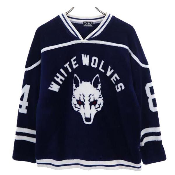 ヒステリックグラマー WHITE WOLVES 長袖 ボア カットソー FREE ネイビー系 HYSTERIC GLAMOUR レディース