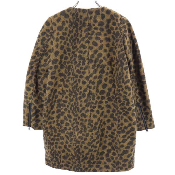 HYSTERIC GLAMOUR ヒステリックグラマー ウールブレンド アニマル柄 ノーカラーコート M 茶系 レディース